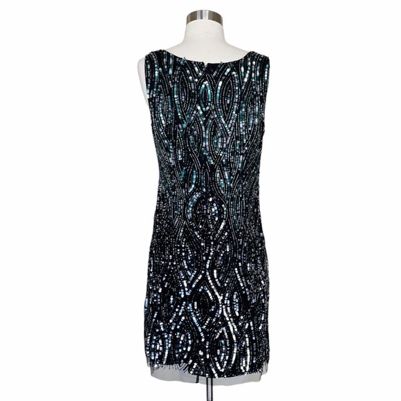 AIDAN MATTOX Cocktail Dress Sequined Sheath Scoop Neck Sleeveless Mesh 12 NWT - Picture 6 of 15